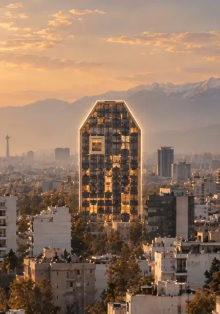 برجی شش‌ضلعی در بافت شهر